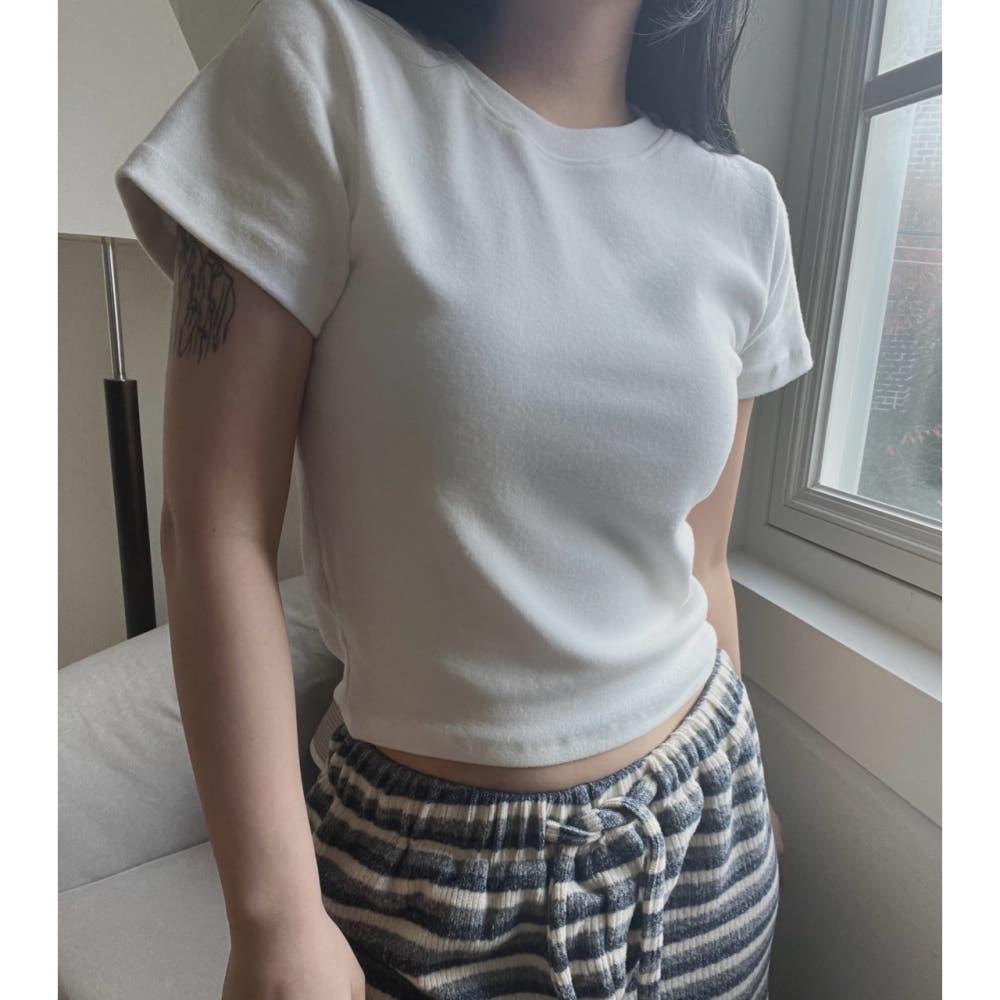 basil peach crop half T 바질 피치 크롭 반팔티 (5color)
