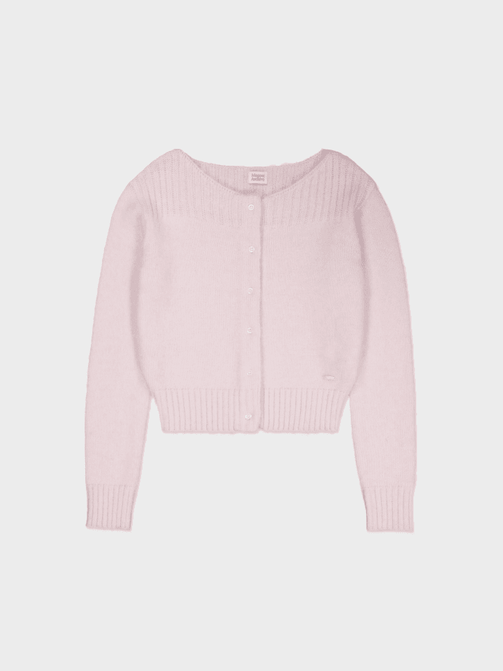 Golgi Alpaca Boatneck Cardigan (Light Pink)