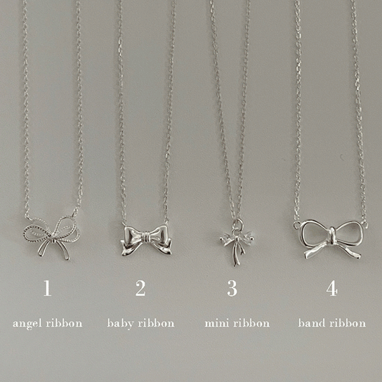 [로즈골드 추가/silver925]러블리 리본 큐빅 미니 학생 실버 은목걸이