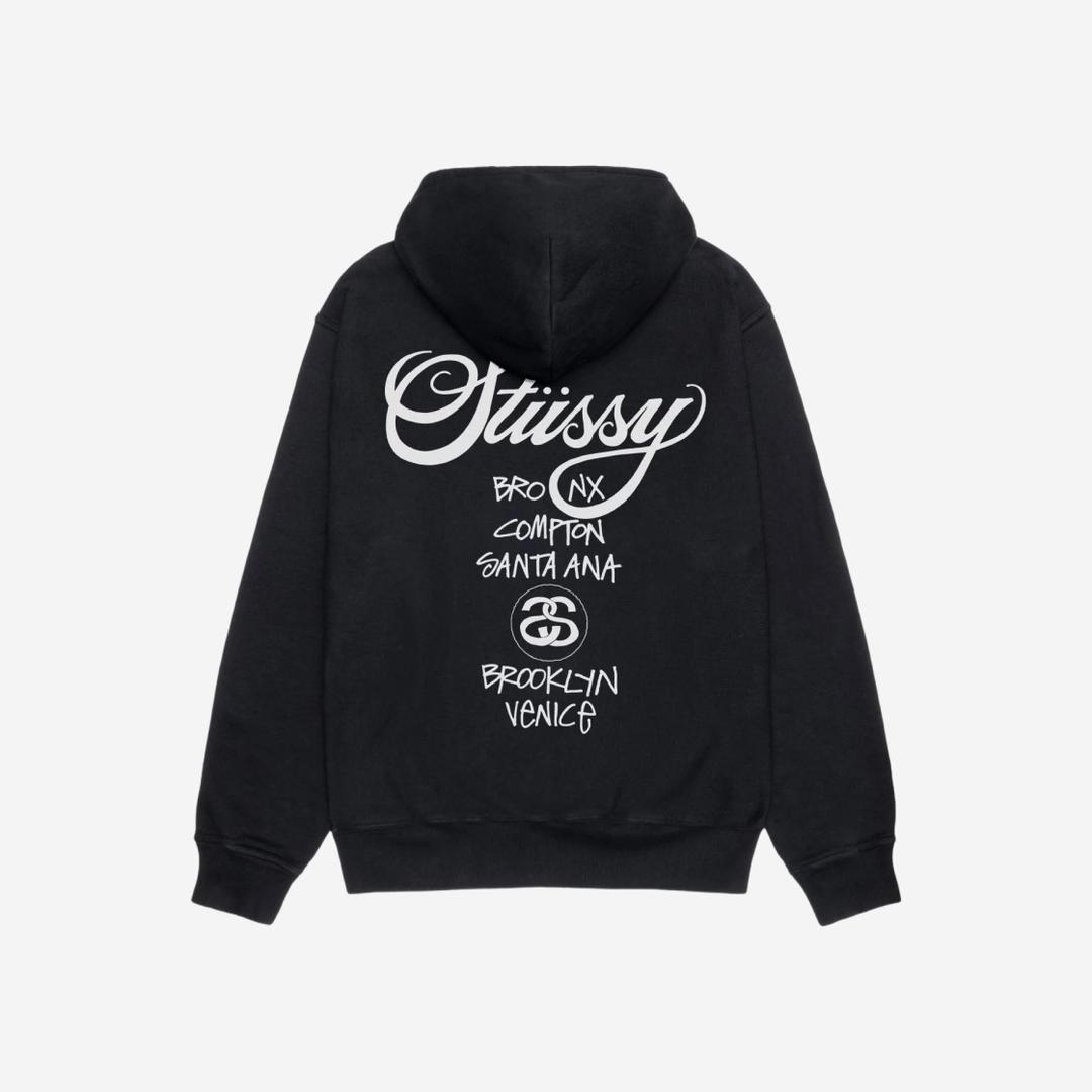 Stussy World Tour Hoodie Pigment Dyed Black