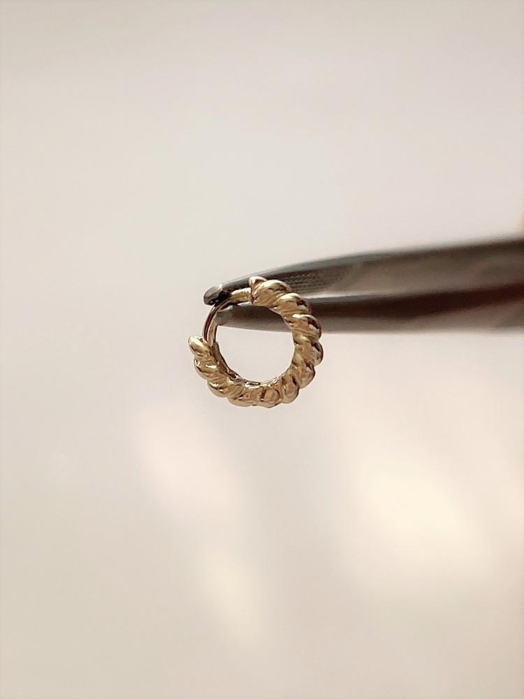 14k 로프 꼬임 미니링 귀걸이 귓바퀴 원터치 링