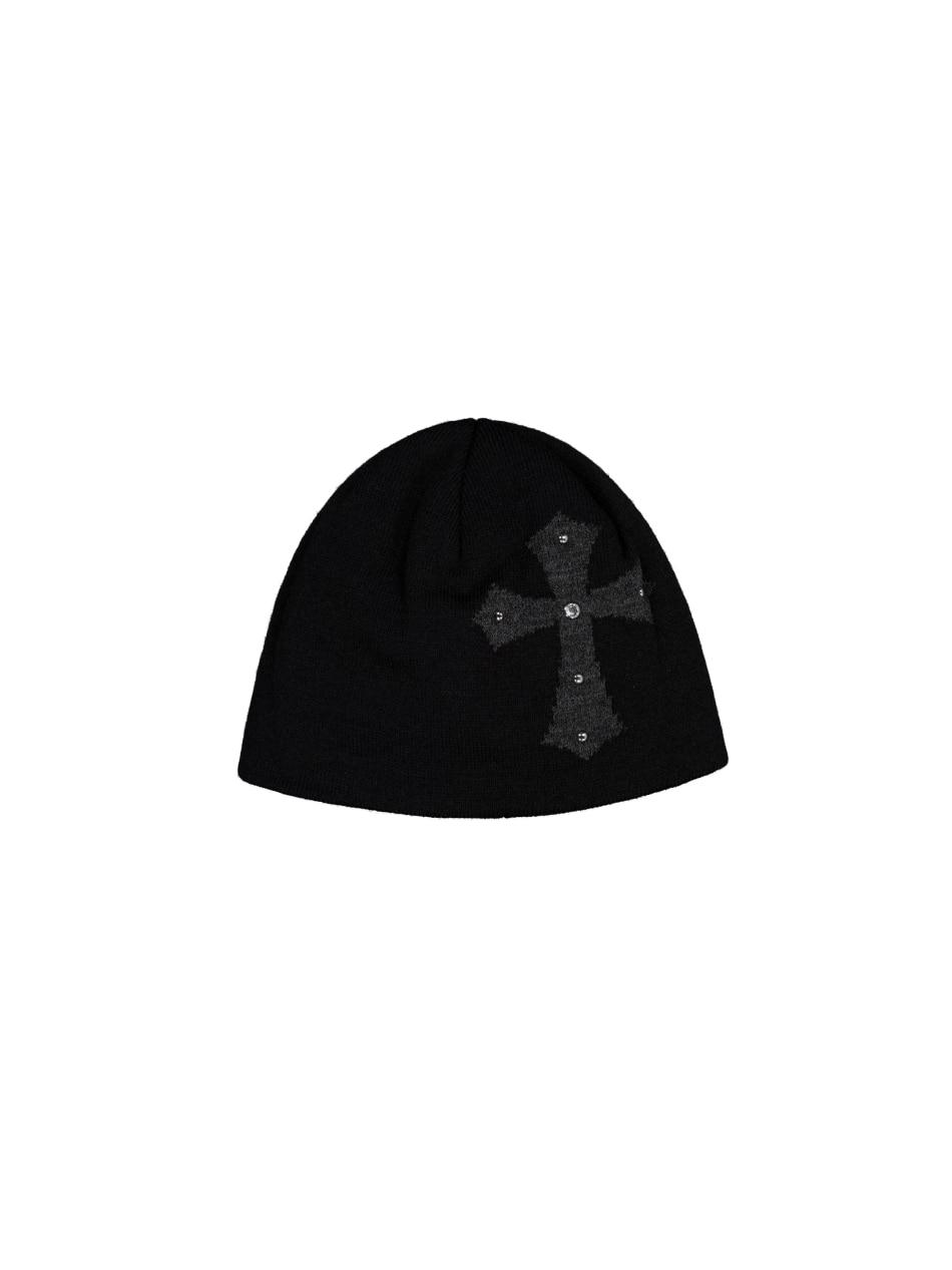 [12월 31일 예약배송] CROSS STUDDED BEANIE / BLACK