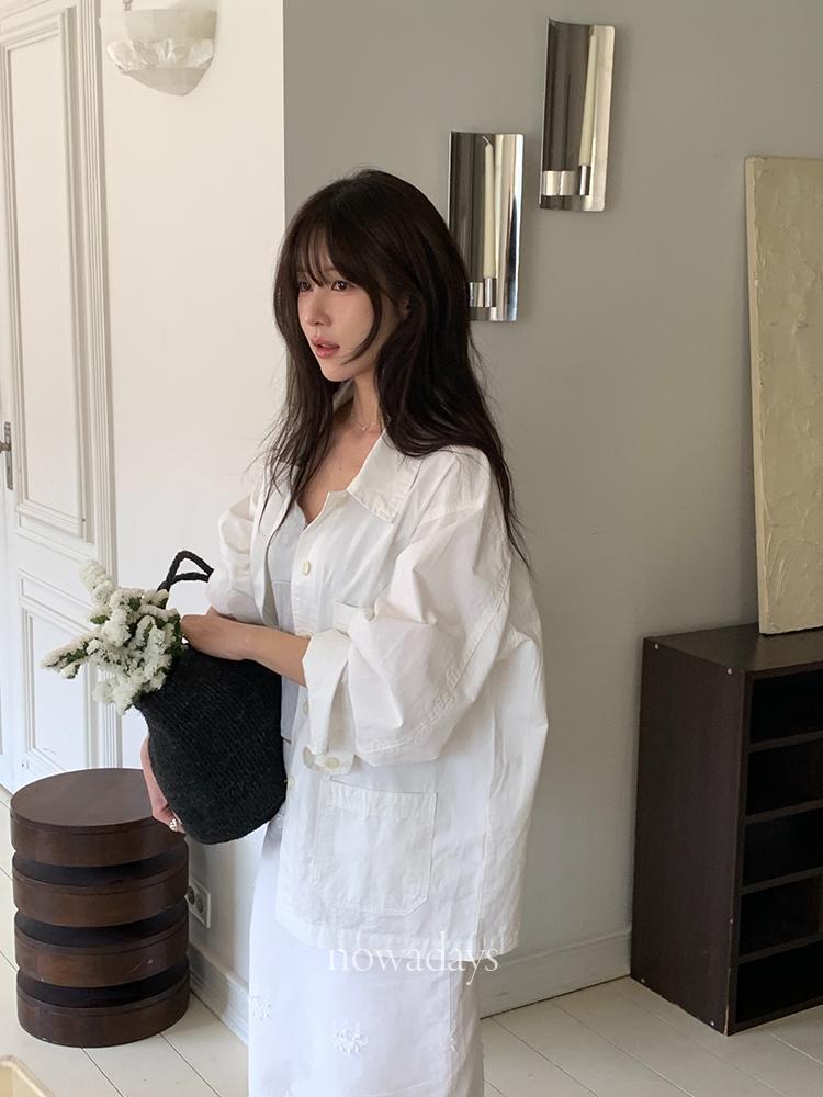 나우어데이즈 miel 미엘 에든 워크 자켓 코튼 긴팔 카라 데일리 싱글 jk (2col)