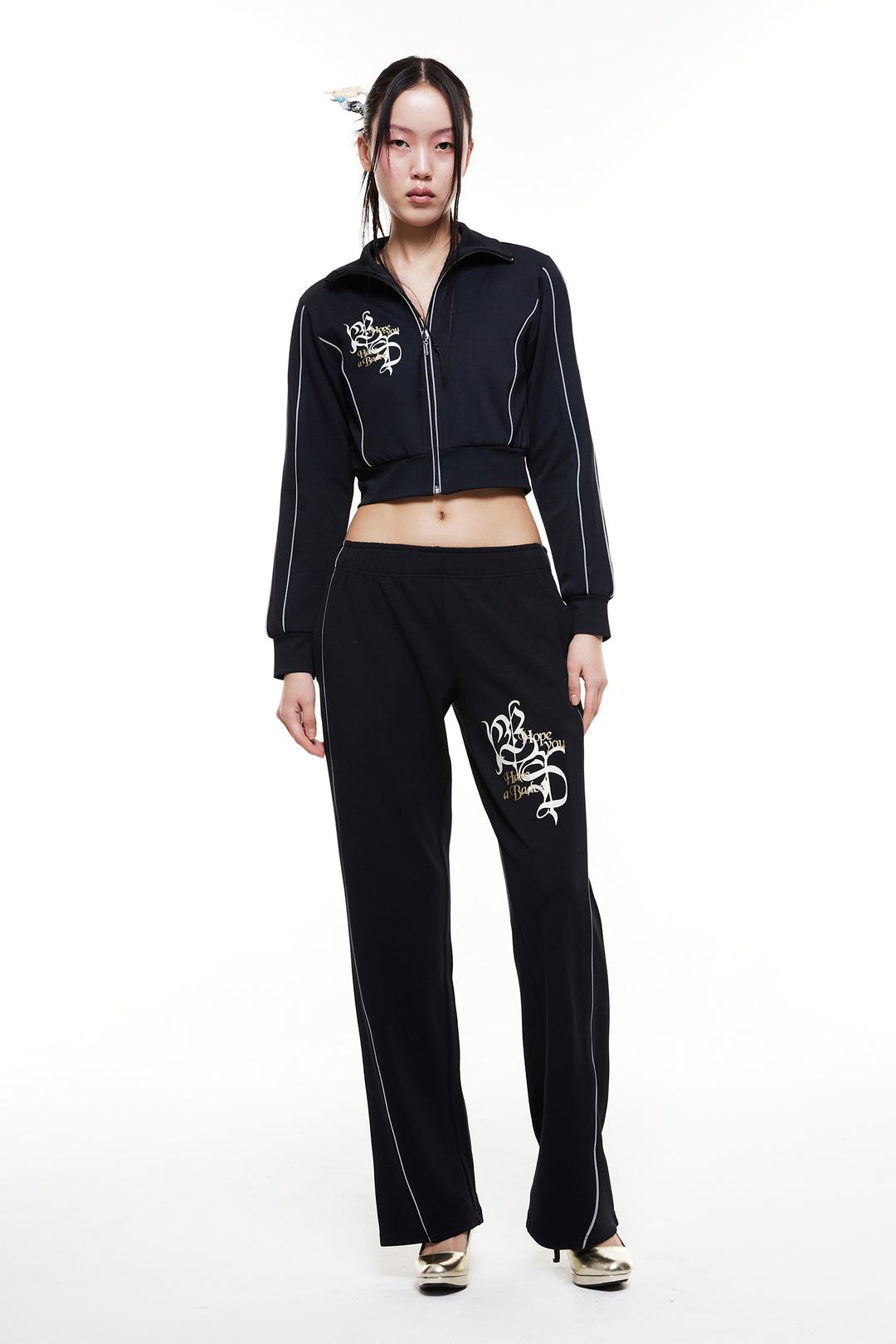 PIPING STRAIGHT PANTS BLACK