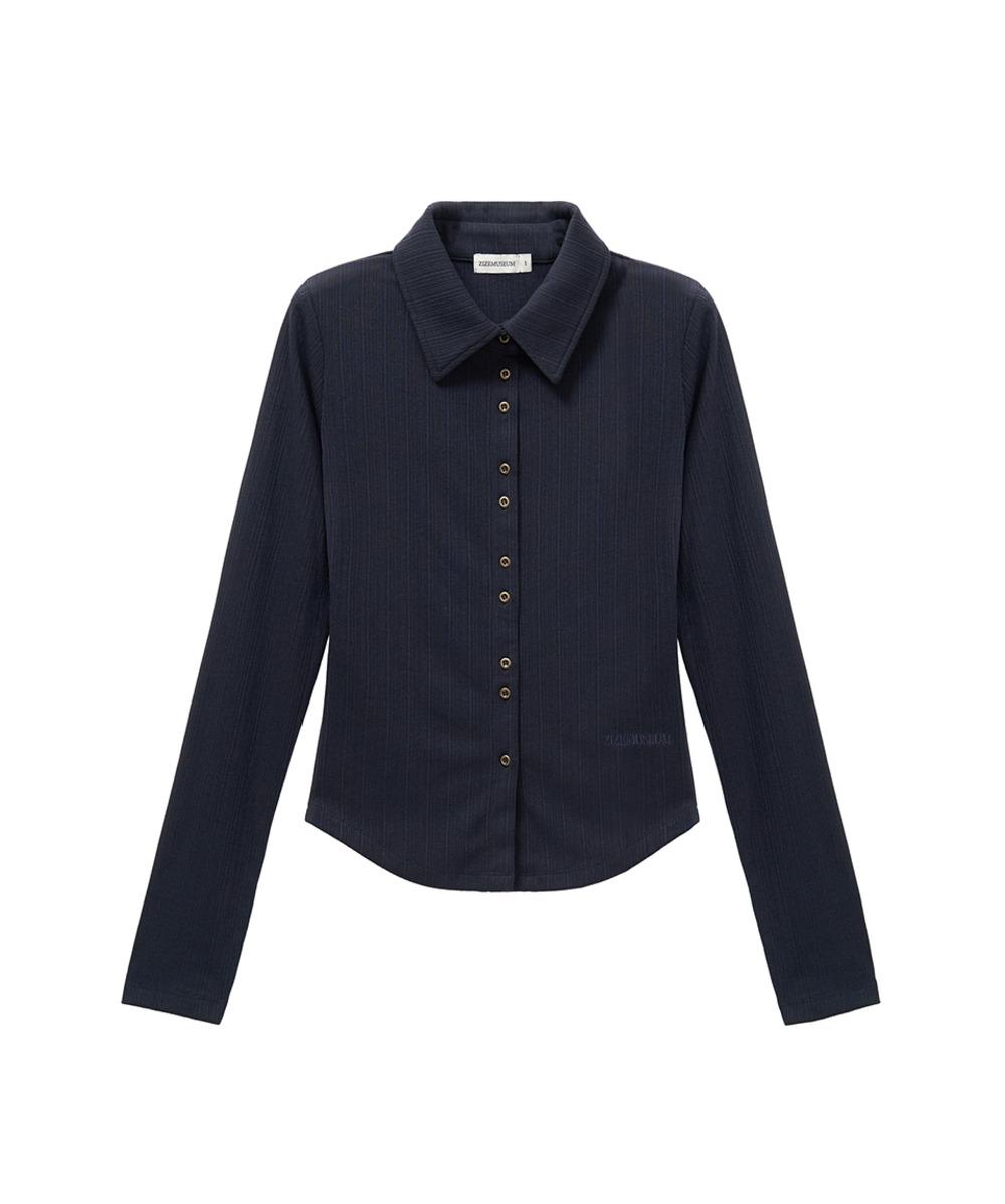 BUTTON DETAIL SHIRTS CARDIGAN(DEEP NAVY)