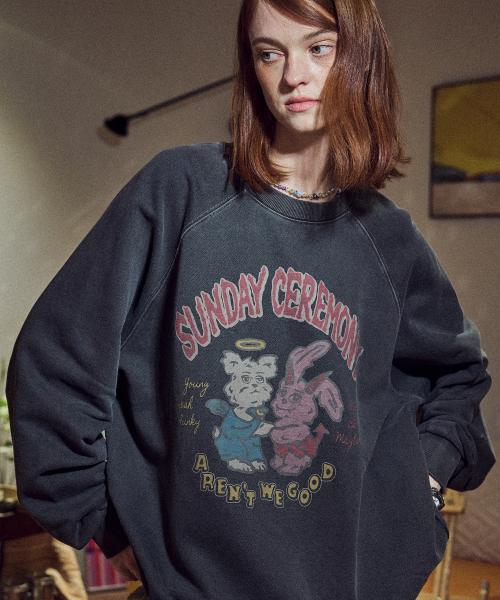 Sunday 레글런 피그먼트 맨투맨 스모크블랙