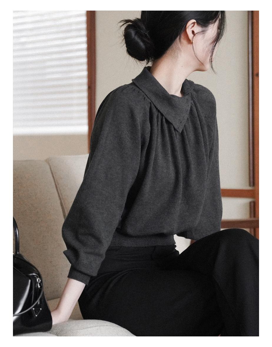 포타쥬 셔링 폴라 니트 [차콜그레이]