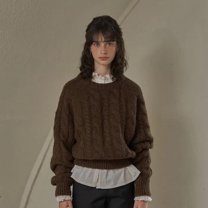 Robin cable knit_brown