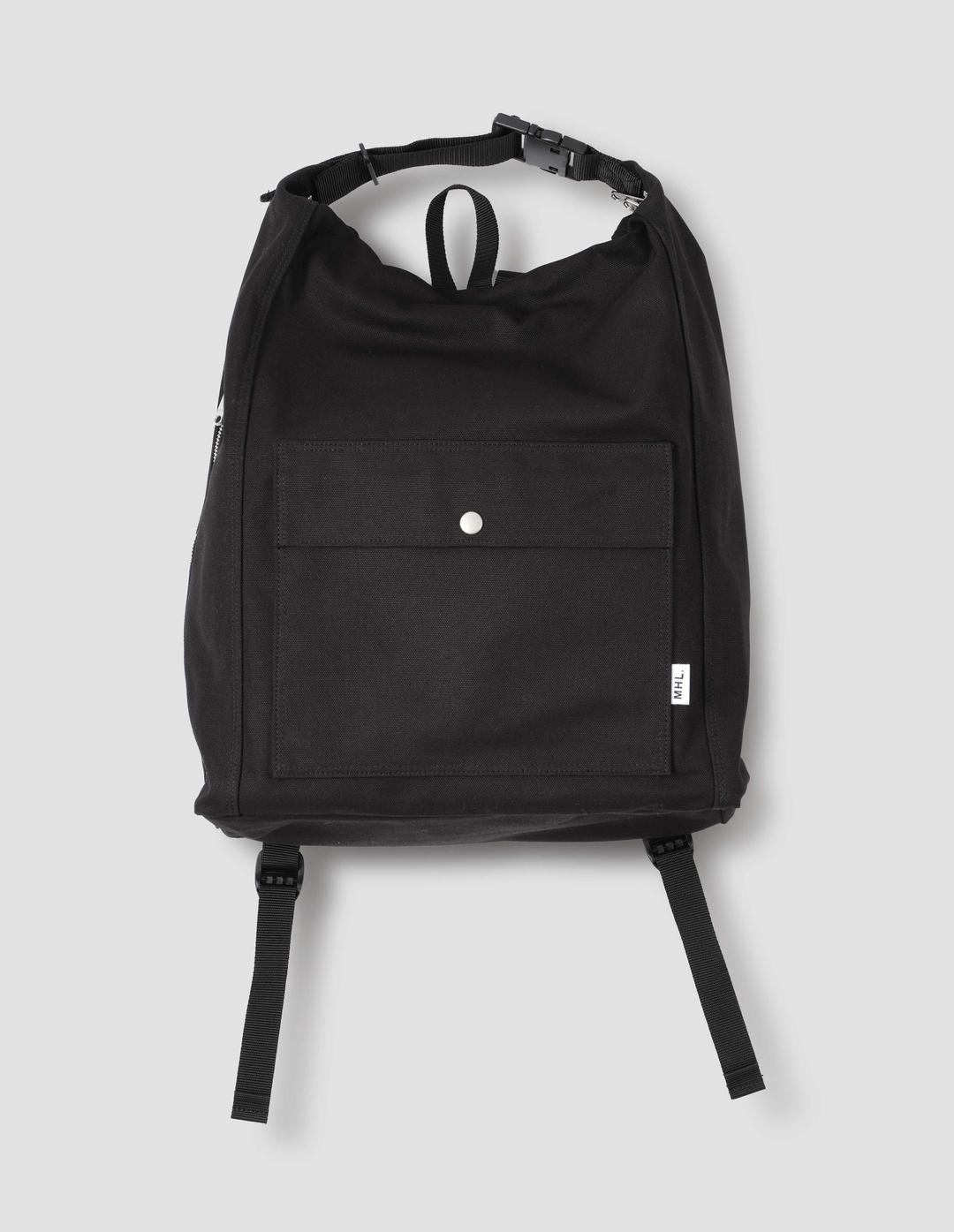 Black two way cotton canvas rucksack | MHL. by Margaret Howell