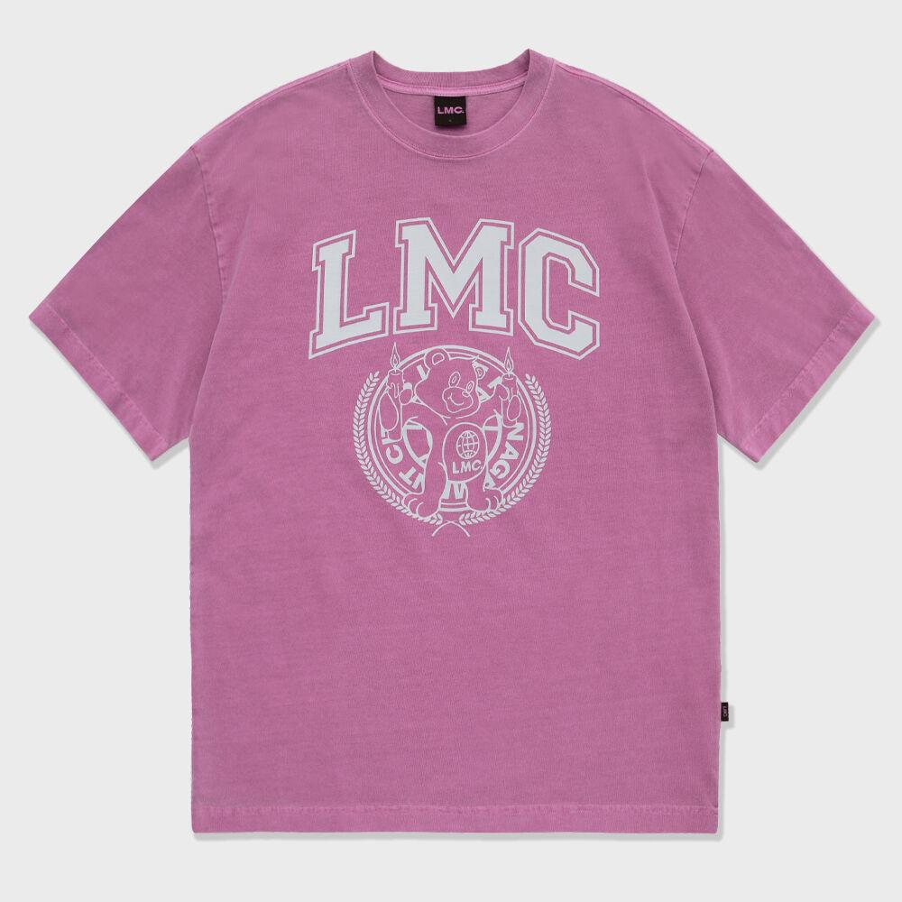 OVERDYED COLLEGE BEAR TEE dark pink