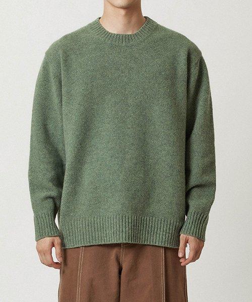 멀티 컬러 오버사이즈 메리노울 니트_멀티 그린