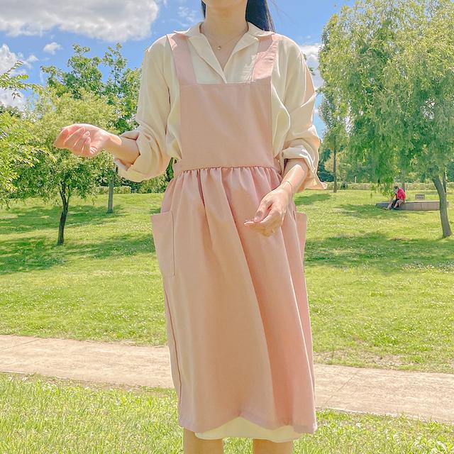 달리아 데일리 에이프런 유치원 보육교사 여름용 원피스 시원한 가벼운 주름 프릴 앞치마