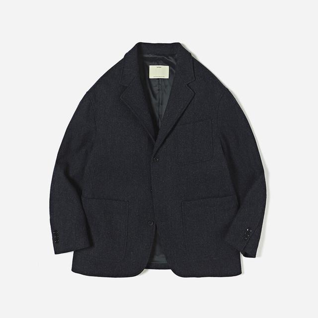 WOOL SPORTS SUIT Dark Navy Wool Tweed Cloth