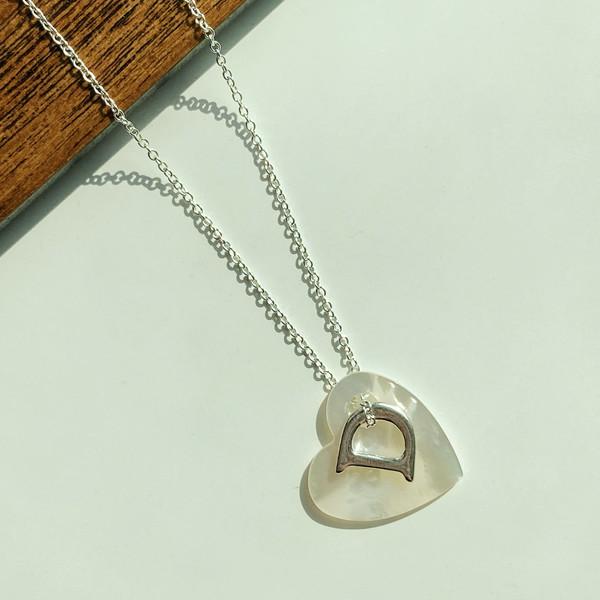 실버925 하트자개 CD 펜던트 목걸이 SNF94