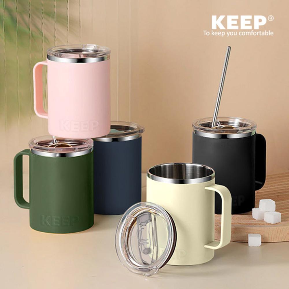KEEP 보온 보냉 스텐 손잡이 머그 핸들 리유저블 컵 텀블러 350ml