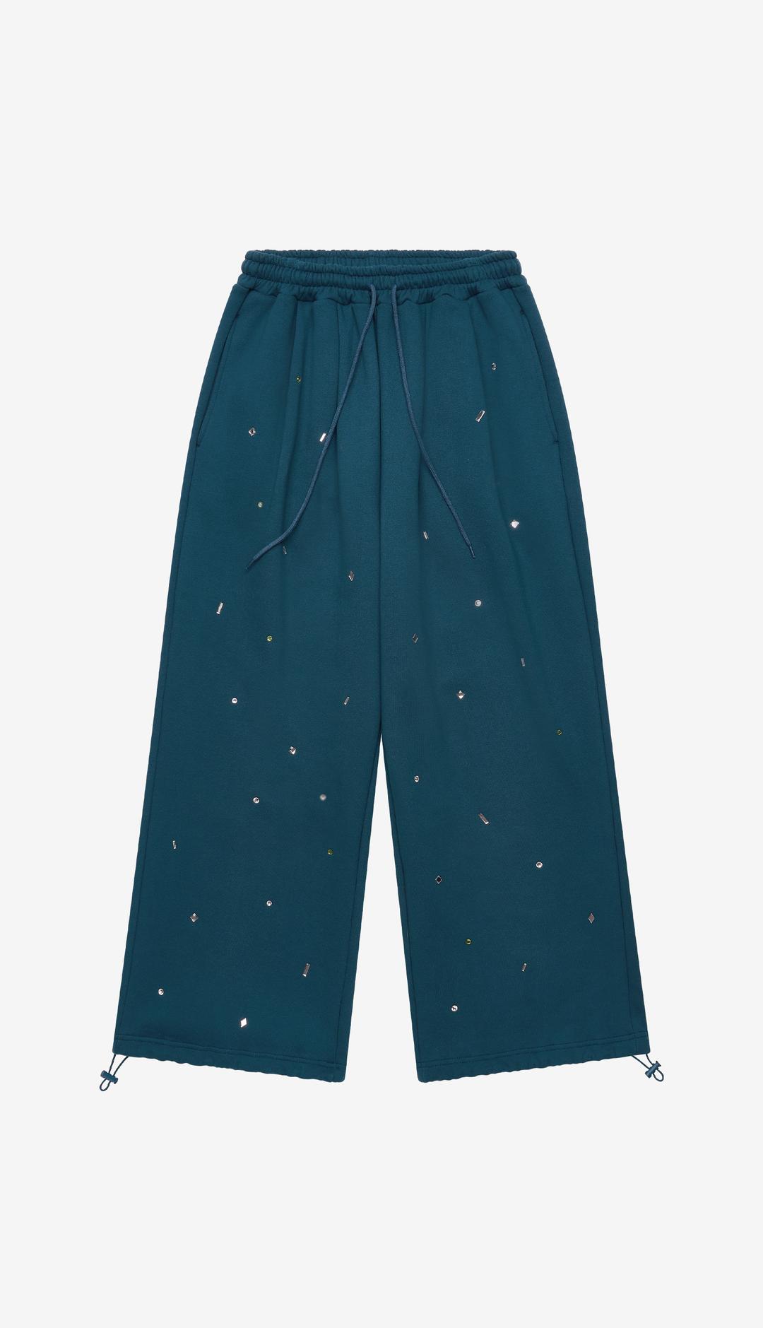 282. Warm Jeweled Sweatpants _ Blue Green