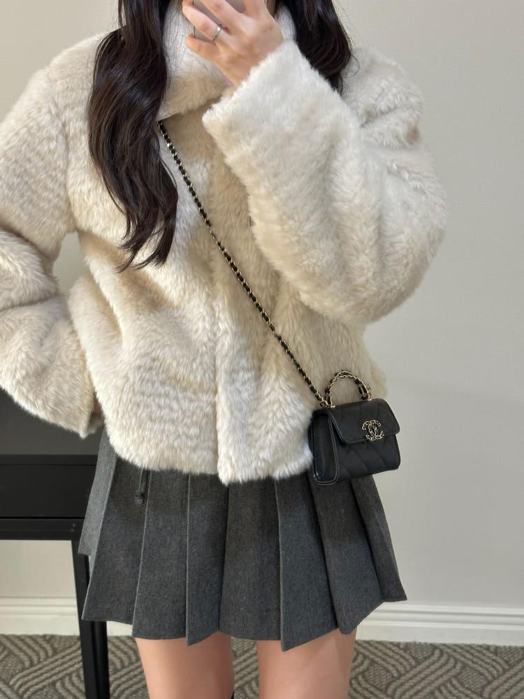 [당일/몽드] 뮤즈 퍼 자켓 (1col) 뽀글이 카라넥 연말룩 몽드 monde