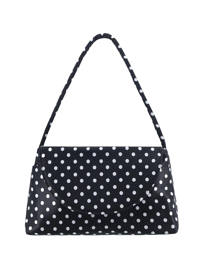 More mini Satin bag black dot