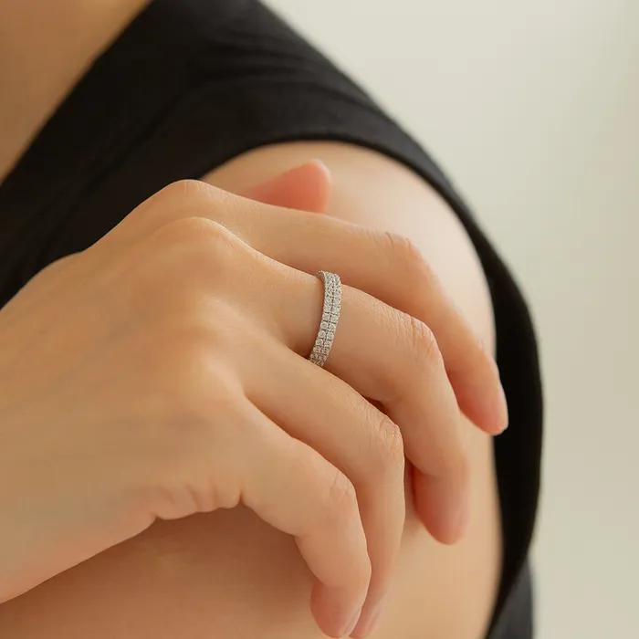 [29CM 단독] 실버 925 더블 파베 테니스 반지 #LSR29