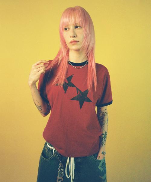TWIN STAR RINGER SS TEE BURGUNDY(CV2FMUT549A)