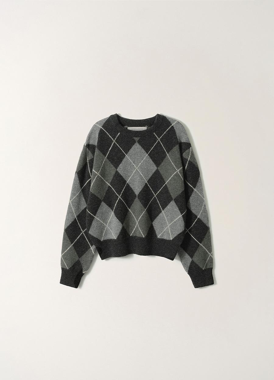 4TH / Marais argyle knit (Gray palette)