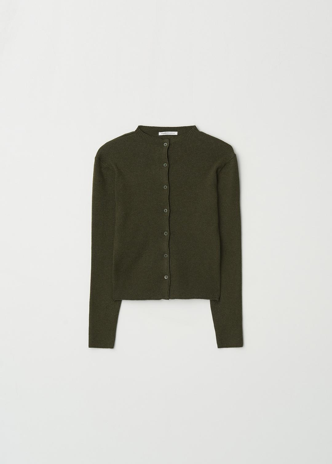 Half-neck ribbed cardigan