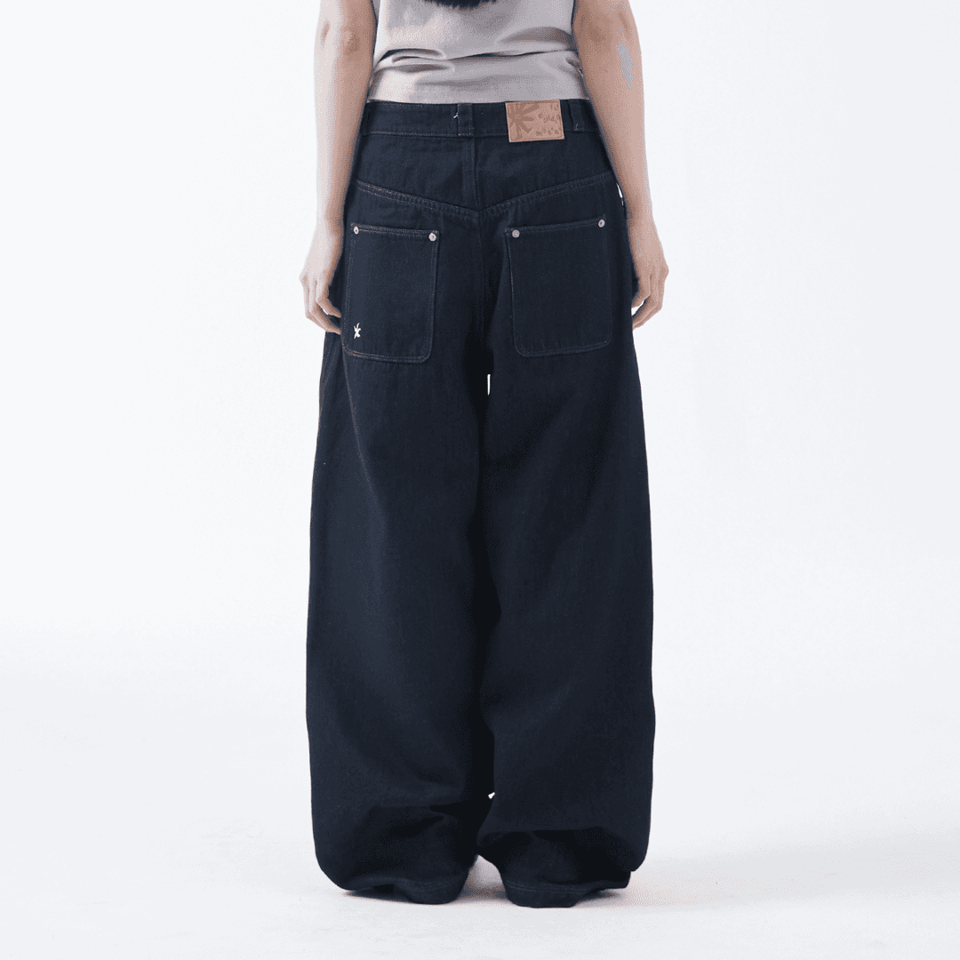 TCM curved raw denim pants (blue)