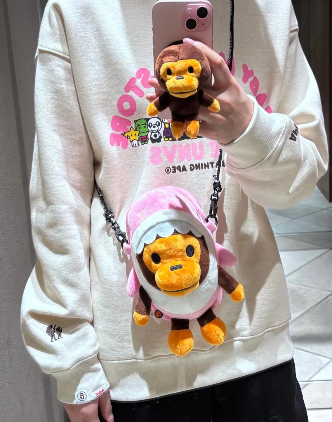 베이프 베이비 마일로 원숭이 인형 휴대폰 가방 크로스백 2컬러 4289