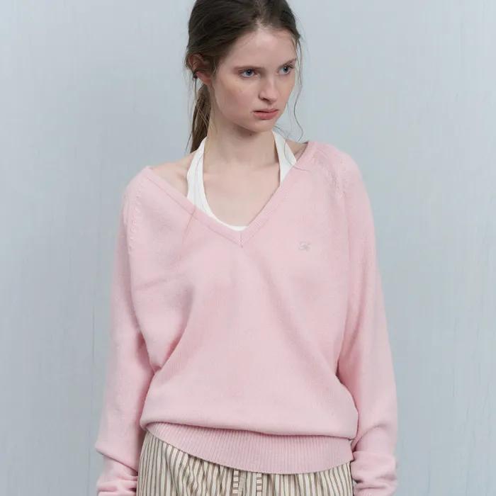 [4th] Mild cashmere v-neck knit - pink