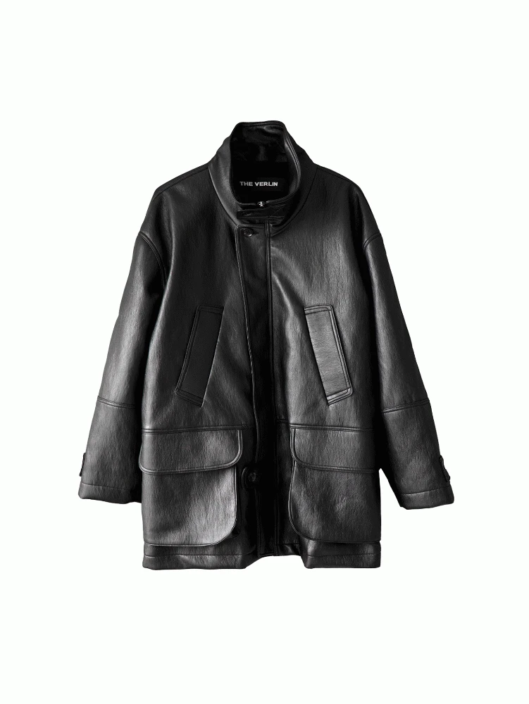 leather fur half coat