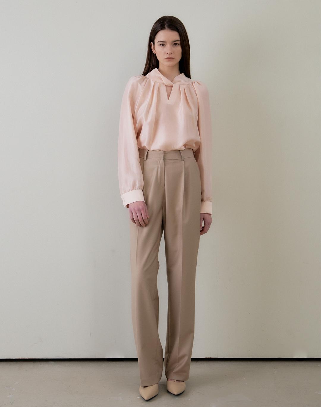 TWIST TWO WAY TIE BLOUSE Y PEACH   트위스트 투웨이 타이 블라우스  피치 5차