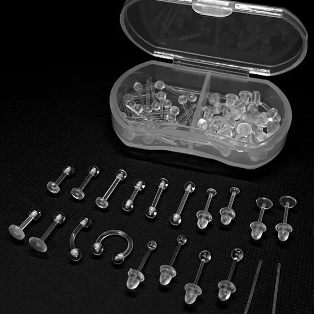 [대량 최저가 3+1] 60개 투명 실리콘귀걸이 투명피어싱 12종 학생 새학기 면접 무알러지 투명귀걸이