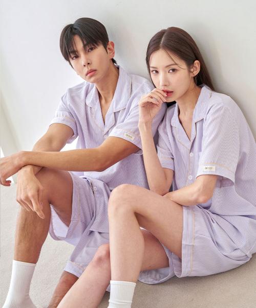 실크핏 클린 반팔 커플 잠옷 세트
