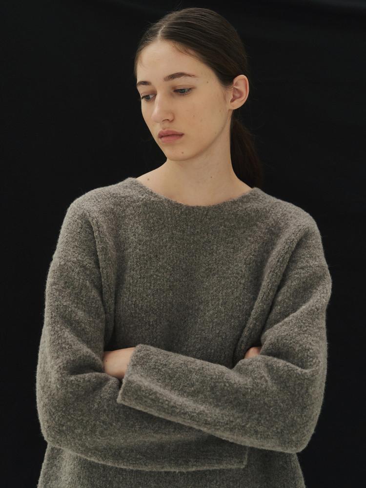 BACK OPEN RIBBON PULLOVER - TAUPE