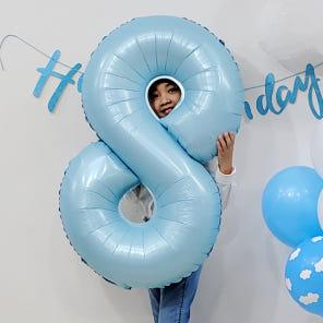 파스텔블루 대형 기념일 숫자 8 생일파티 풍선