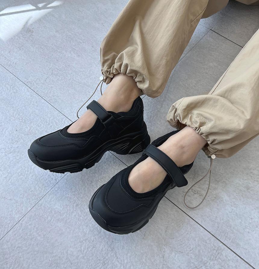 씨온니 [💗소가죽/착화감굿/4CM💗] 통굽 키높이 벨크로 메리제인 스니커즈 플랫폼 블랙 여름 슈즈 4cm