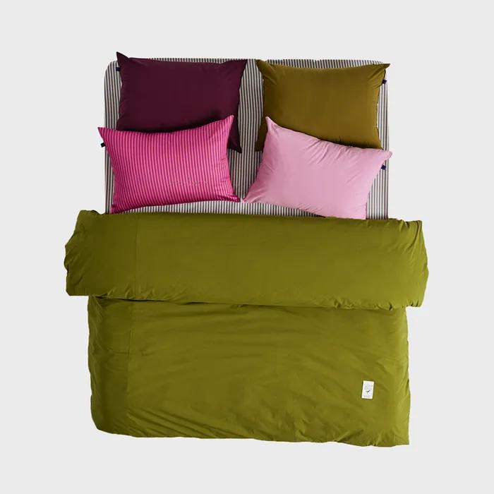 [29CM 단독] GR001 클래식 올리브그린&마젠타 60수 순면 차렵이불 2SIZES