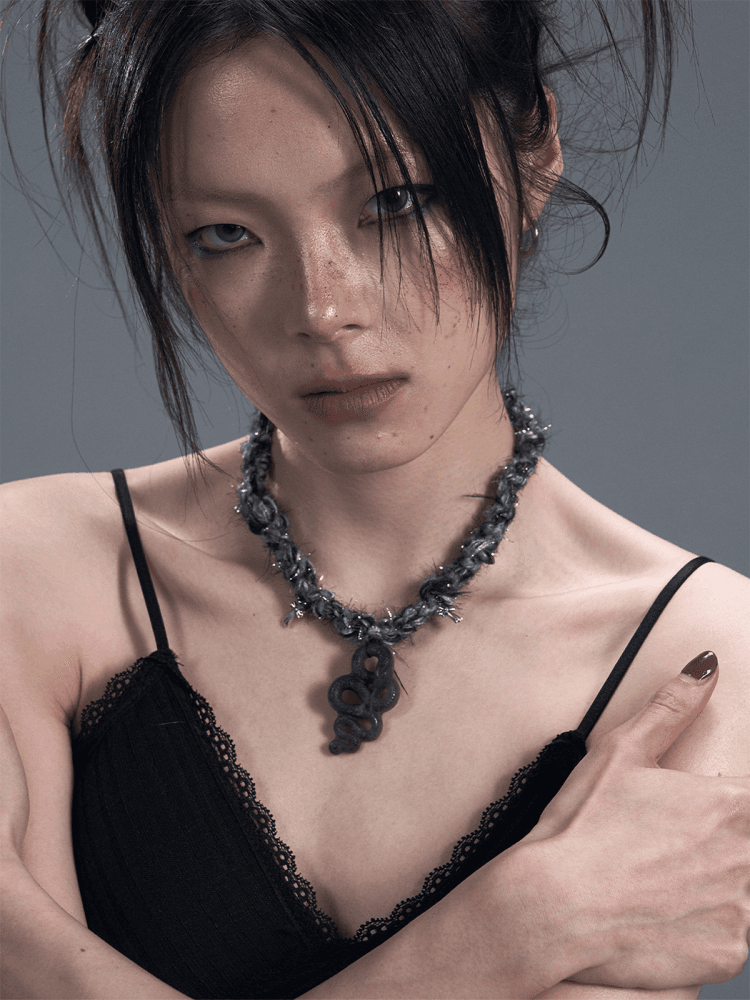 Original Design Hand-Made Weaving Black Snake Necklace【s0000011884】