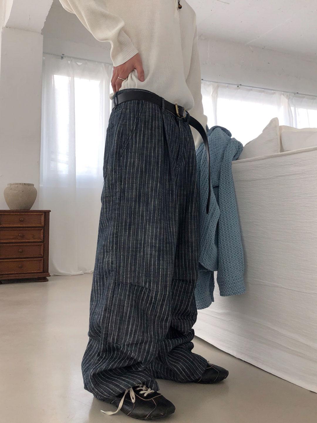 padder stripe jacquard wide denim