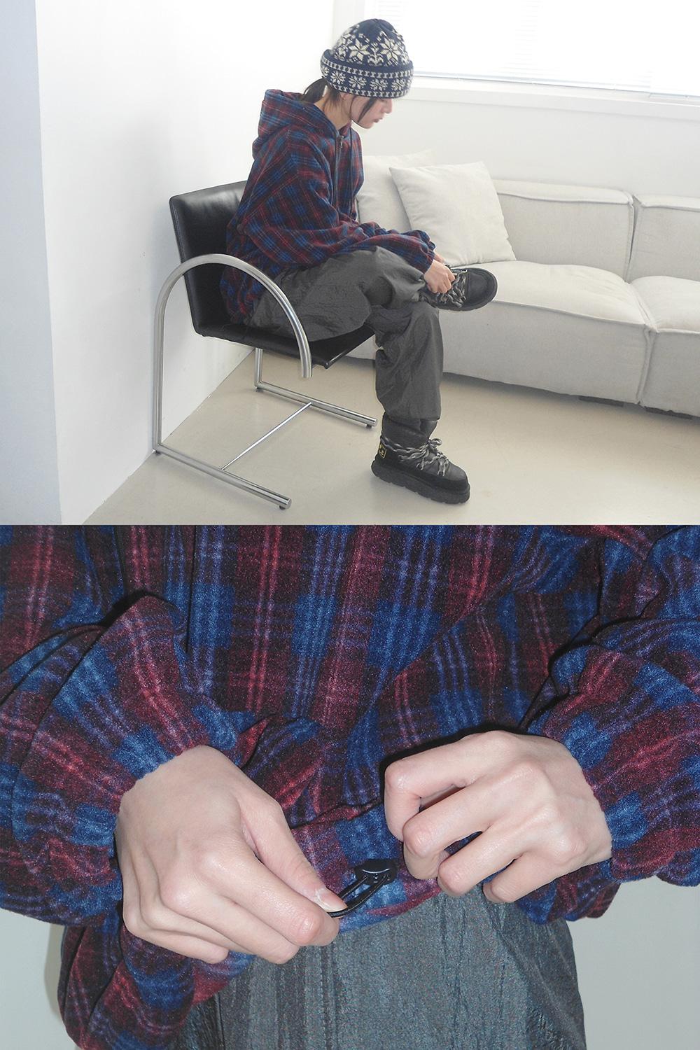 THERMAL CHECK FLEECE HOODIE