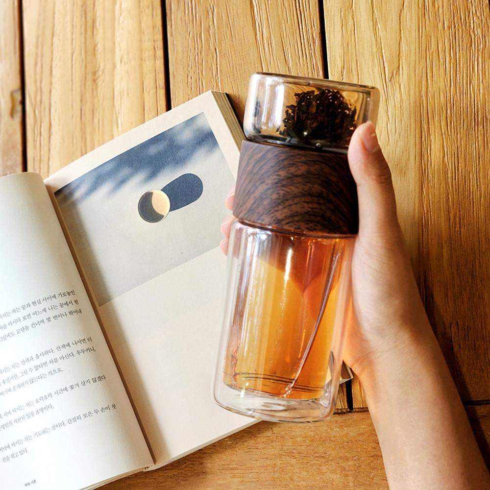 [국내배송]이중 유리 티텀블러 차 거름망 텀블러 티보틀 200ml