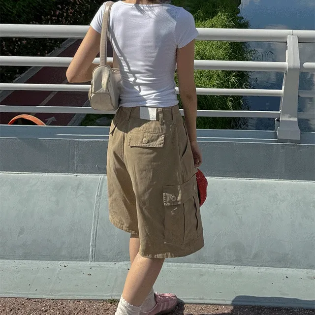 [고퀄/주문폭주]헤밀 빈티지 카고 와이드 버뮤다 팬츠(2color)