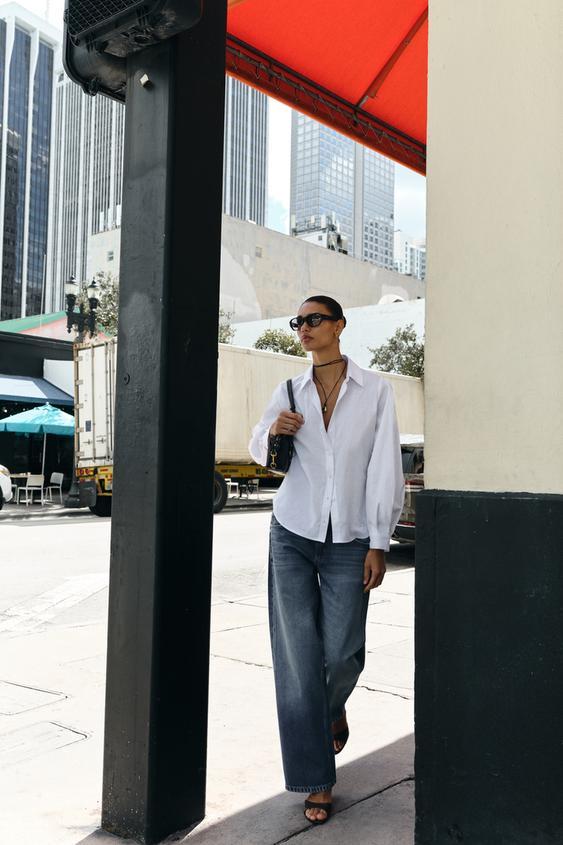 스트라이프 코튼 셔츠