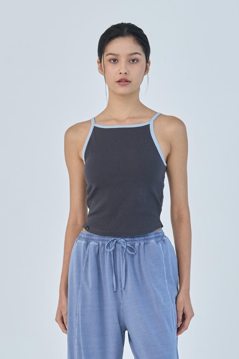 OZTI4030 컬러 블록 립 캐미솔 - 차콜 믹스