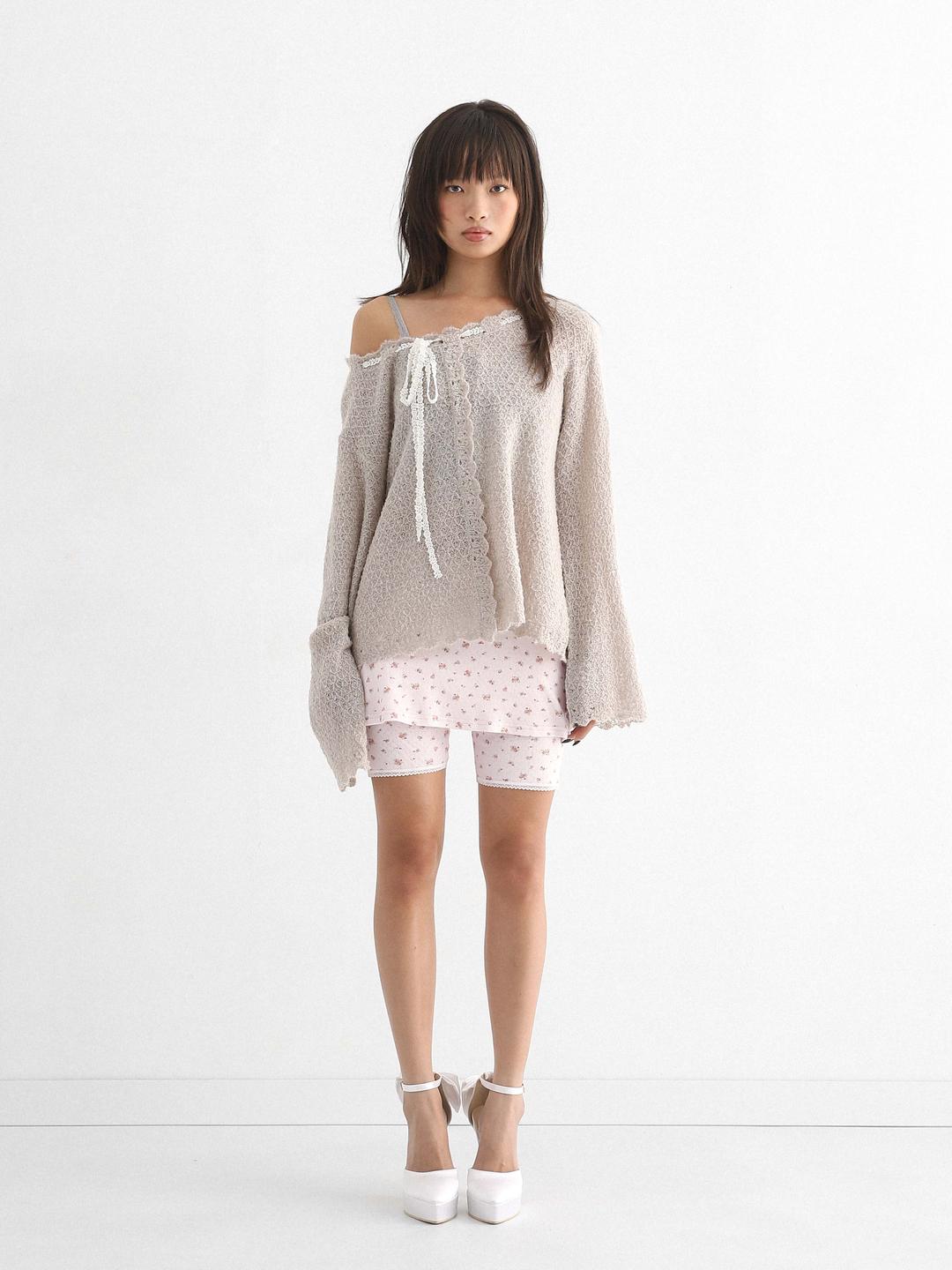 Rosie Woolly Off Shouler Rose Gray