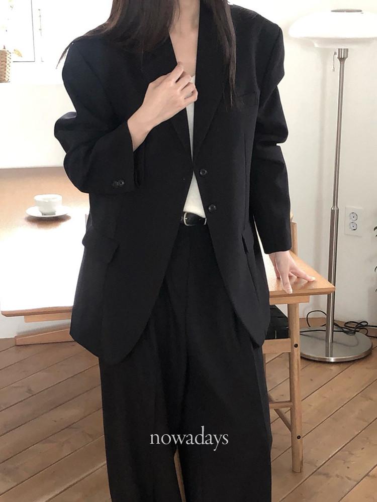 Le Butter 르버터 레아 울 오버 자켓 긴팔 카라 싱글 jk 슬랙스 세트가능