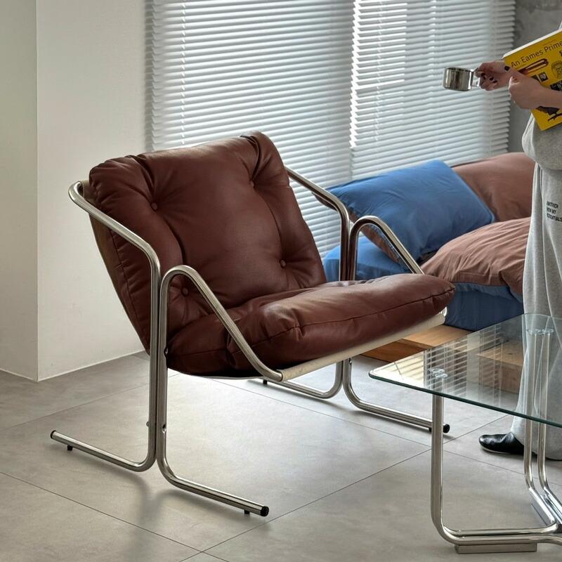 【楽天市場】予約販売11月中旬～11月下旬頃発送予定 Stainless Sling Leather Lounge Chair ラウンジチェア 1人掛けソファ【ART OF BLACK】：ART OF BLACK