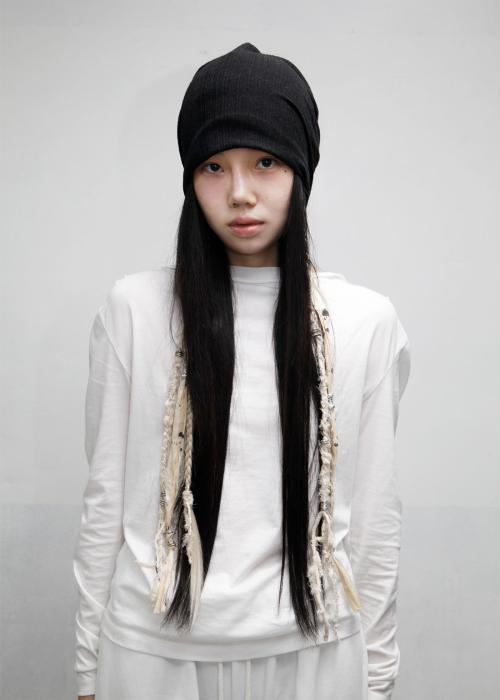 [핸드메이드] 브레이디드 헤어 키링 비니, 블랙