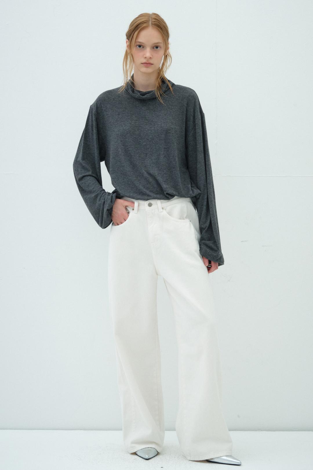COTTON WIDE DENIM PANTS_WHITE