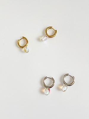 Pebble Quartz Hoop Earring 2color